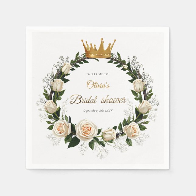 Thank You White Roses & Baby’s Breath  Serviette (Vorderseite)