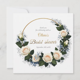 Thank You White Roses & Blue Baby’s Breath Dankeskarte