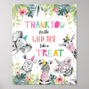 Thank You Wild Time Safari Party Animals Sign Poster