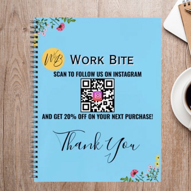 Thank You Wildflower Business Instagram Qr Code Notizbuch (Von Creator hochgeladen)