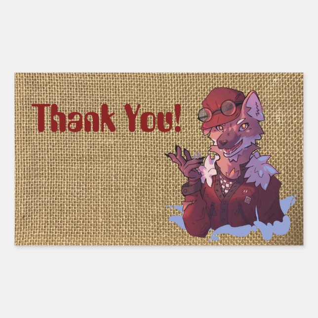 Thank you wolf rechteckiger aufkleber (Vorderseite)
