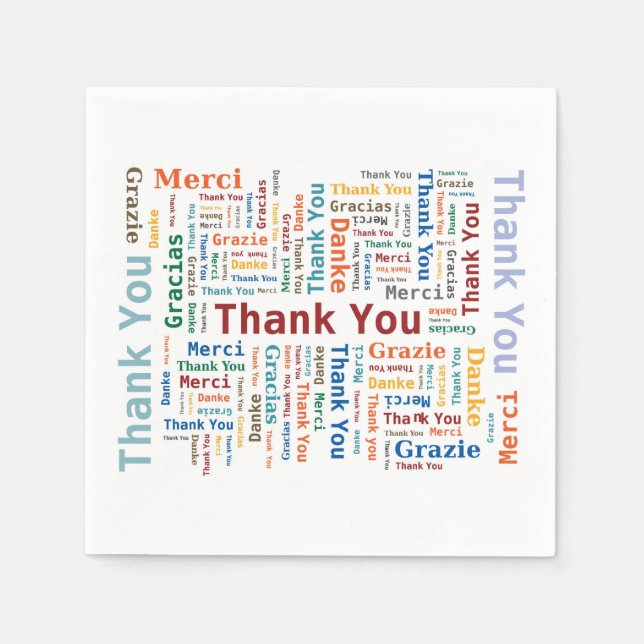 Thank You Word Cloud in 5 languages Serviette (Vorderseite)