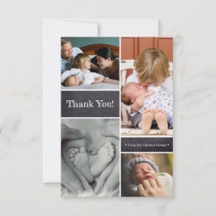 Thank you, zweite Baby-Birth-Announktion Dankeskarte