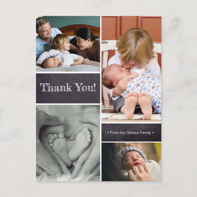 Thank you, zweite Baby-Birth-Announktion Postkarte (Vorderseite)