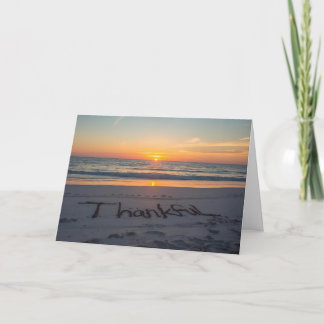 🌅 Thankful at Sunset – Beach Thanksgiving Card Karte