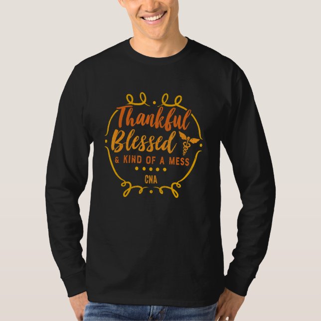 Thankful Blessed CNA Thanksgiving Fall Autumn T-Shirt (Vorderseite)
