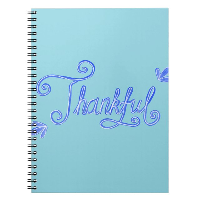 Thankful blue hand lettering notizblock (Vorderseite)