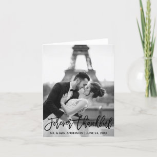 Thankful Brush Script Hochzeit Moderne Note Dankeskarte