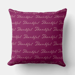 Thankful Elegant Script Pattern Burgundy  Kissen