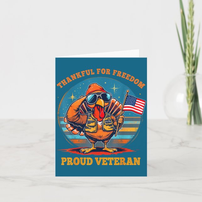 Thankful For Dom – Proud American Veteran Thanksgi Karte (Vorderseite)