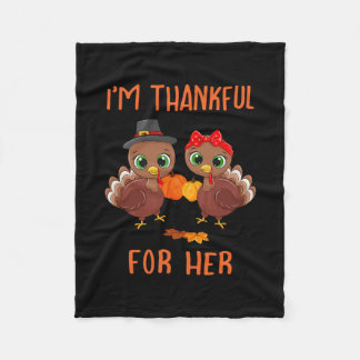 Thankful For Her Funny Matching Him Her Thanksgivi Fleecedecke