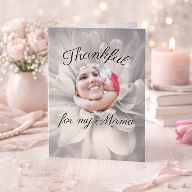 Thankful for My Mama Floral Custom Mother's Day Karte (Mother's Day Customized Greeting Card)