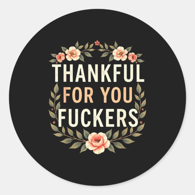Thankful For You Forers Funny Retro Thanksgiving M Runder Aufkleber (Vorderseite)