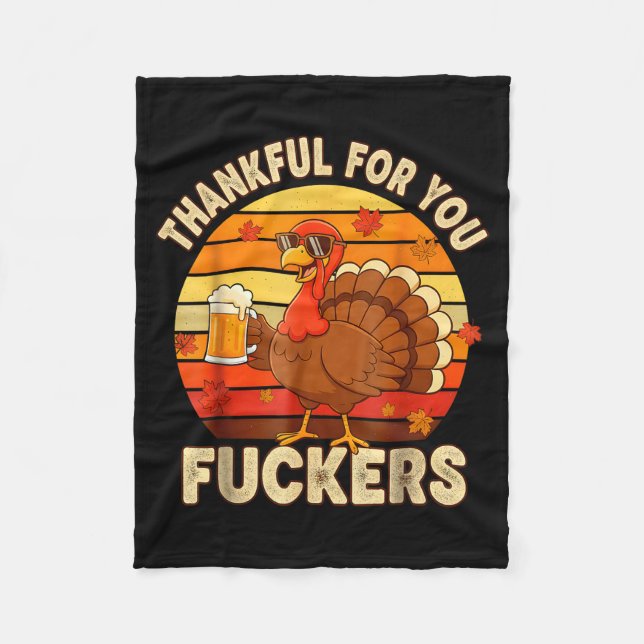 Thankful For You Forers Thanksgiving Happy Turkey  Fleecedecke (Vorderseite)