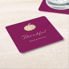 Thankful Glitter Pumpkin burgundy Thanksgiving Rechteckiger Pappuntersetzer