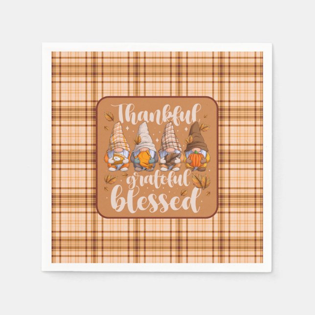 Thankful Gnomes – Autumn Blessings Serviette (Vorderseite)