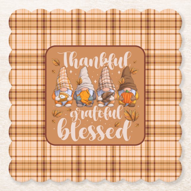 Thankful Gnomes – Autumn Blessings Untersetzer (Vorderseite)