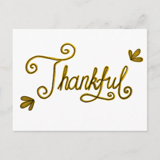 Thankful gold lettering postkarte
