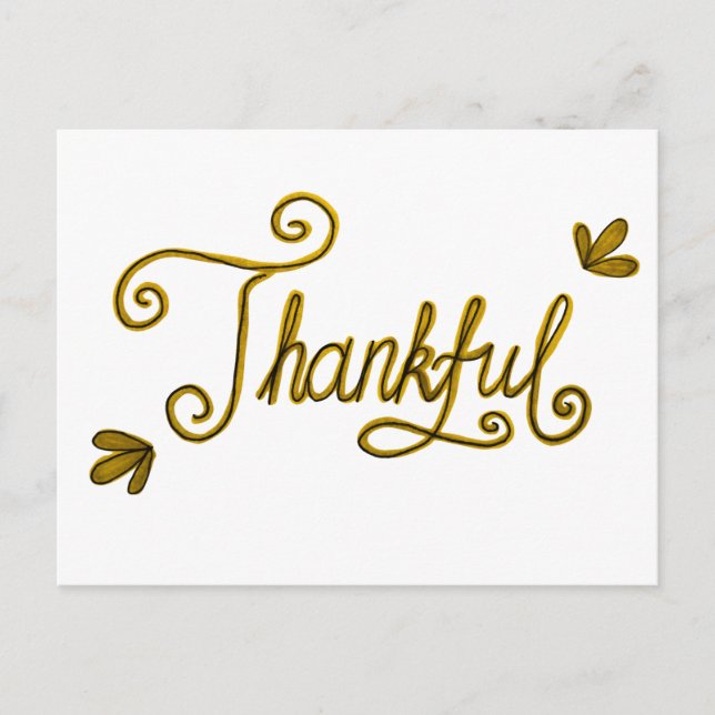 Thankful gold lettering postkarte (Vorderseite)