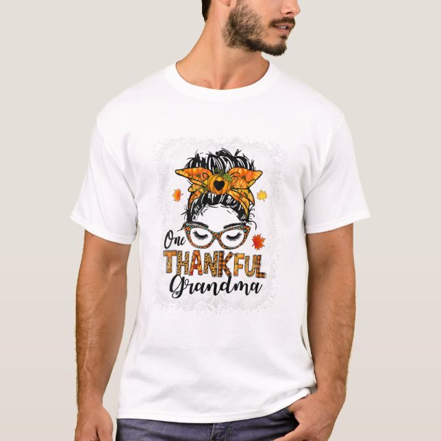 Thankful Grandma Messy Bun T-Shirt (Vorderseite)