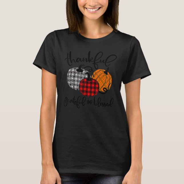 Thankful Grateful And Blessed Pumpkin Fall Leopard T-Shirt (Vorderseite)