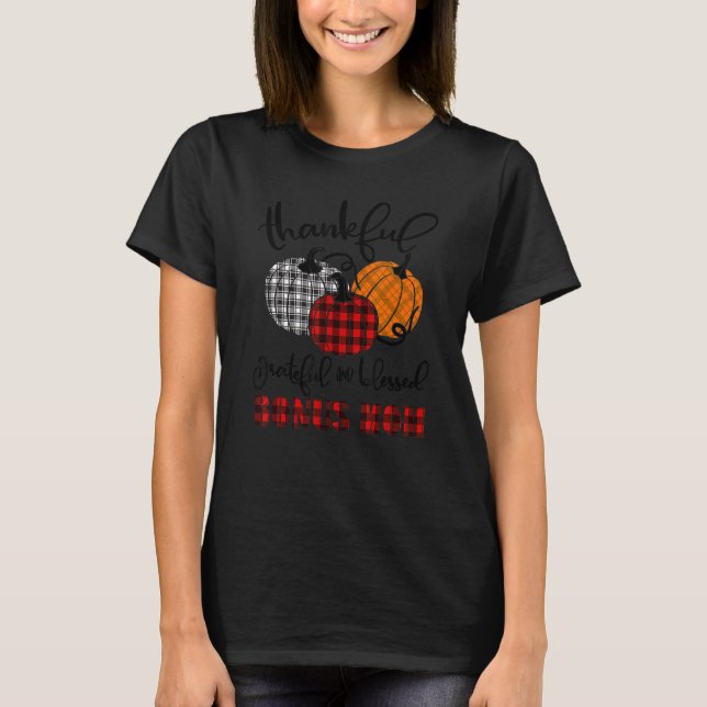 Thankful Grateful Blessed Bonus Mom Autumn Fall Pu T-Shirt (Vorderseite)