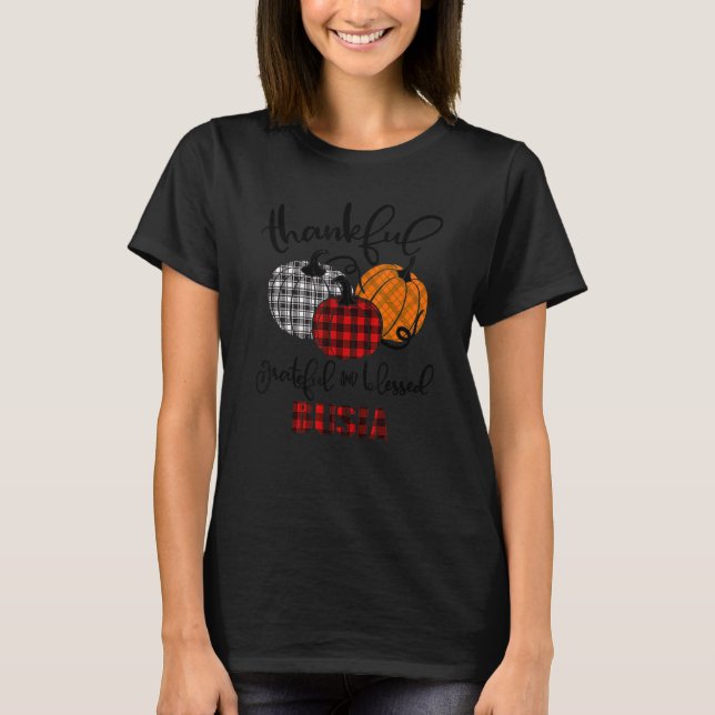 Thankful Grateful Blessed Busia Autumn Fall Pumpki T-Shirt (Vorderseite)