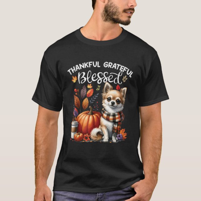 Thankful Grateful Blessed Chihuahua Dog Fall Y all T-Shirt (Vorderseite)