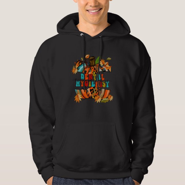 Thankful Grateful Blessed Dental Hygienist Pumpkin Hoodie (Vorderseite)