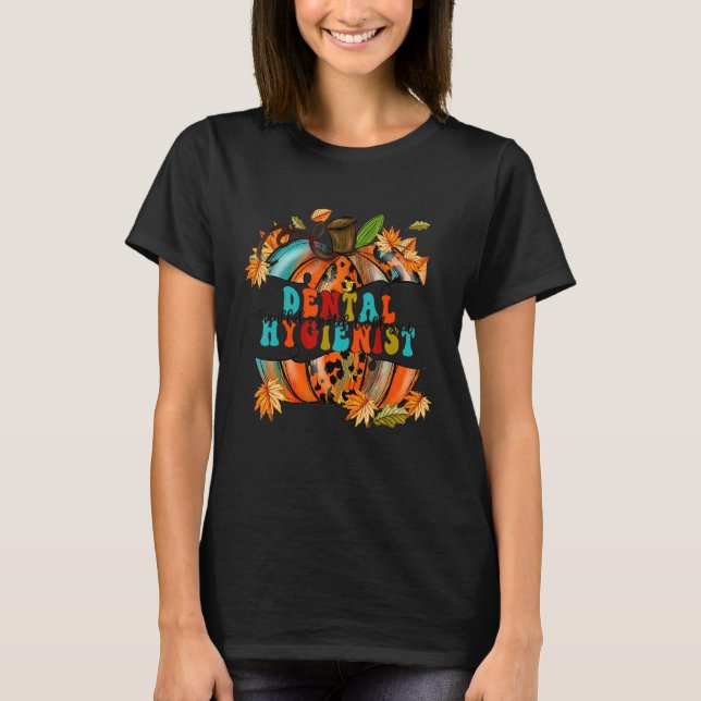 Thankful Grateful Blessed Dental Hygienist Pumpkin T-Shirt (Vorderseite)
