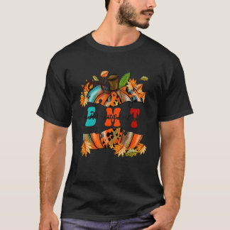 Thankful  Grateful  Blessed EMT Pumpkin Autumn Fal T-Shirt