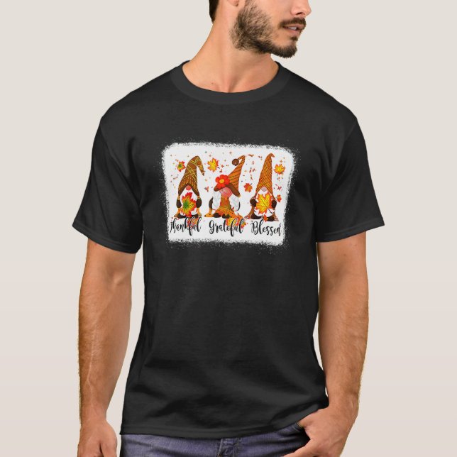 Thankful Grateful Blessed Fall Gnomes Autumn Thank T-Shirt (Vorderseite)