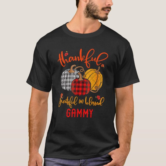 Thankful Grateful Blessed Gammy Autumn Fall Pumpki T-Shirt (Vorderseite)