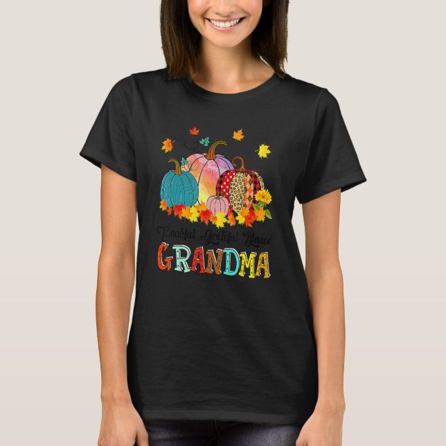 Thankful Grateful Blessed Gramma Pumpkins Thanksgi T-Shirt (Vorderseite)