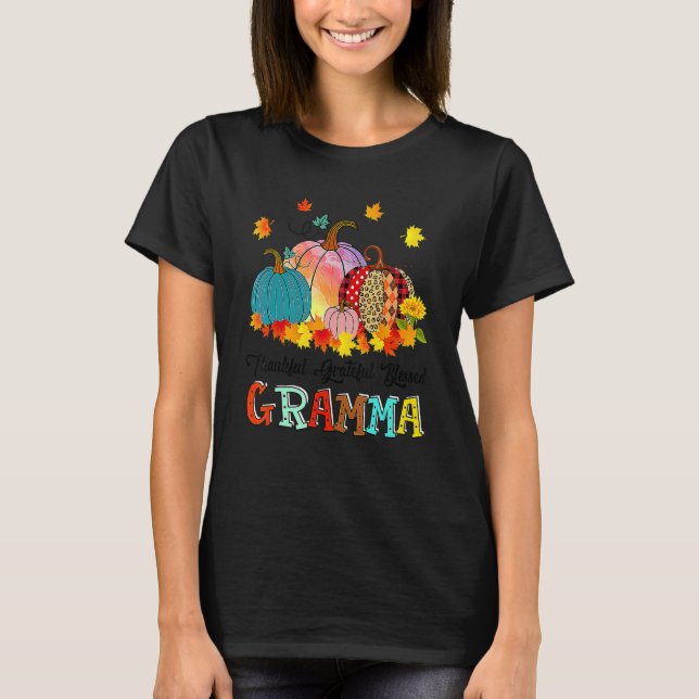 Thankful Grateful Blessed Gramma Pumpkins Thanksgi T-Shirt (Vorderseite)