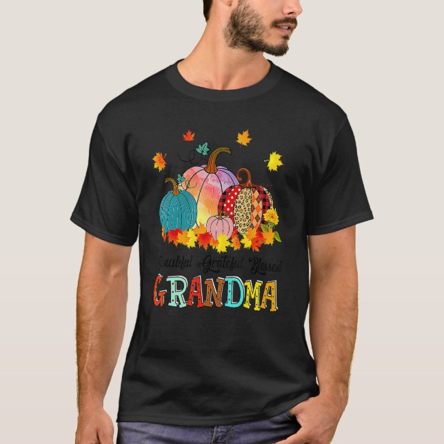 Thankful Grateful Blessed Gramma Pumpkins Thanksgi T-Shirt (Vorderseite)