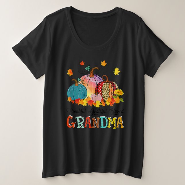 Thankful Grateful Blessed Grammy Pumpkins Thanksgi Große Größe T-Shirt (Design vorne)
