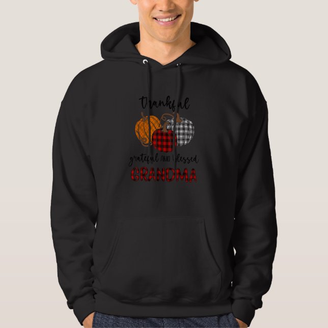 Thankful Grateful Blessed Grandma Plaid  Thanksgiv Hoodie (Vorderseite)