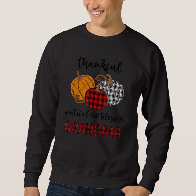 Thankful Grateful Blessed Grandma Plaid  Thanksgiv Sweatshirt (Vorderseite)
