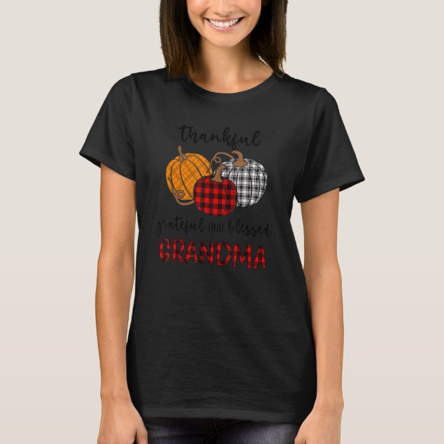 Thankful Grateful Blessed Grandma Plaid  Thanksgiv T-Shirt (Vorderseite)