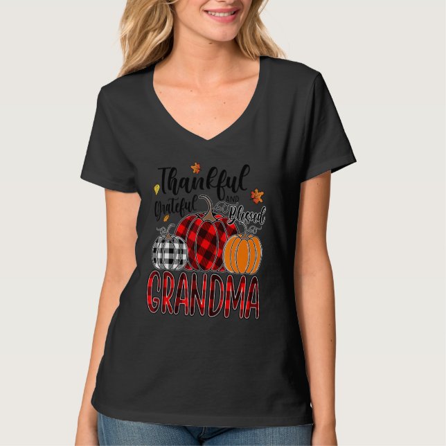 Thankful Grateful Blessed Grandma Pumpkin Truck Th T-Shirt (Vorderseite)