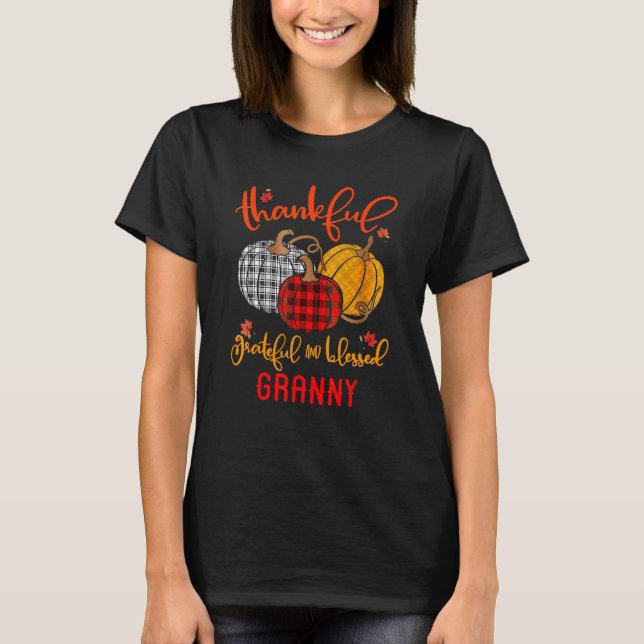 Thankful Grateful Blessed Granny Autumn Fall Pumpk T-Shirt (Vorderseite)