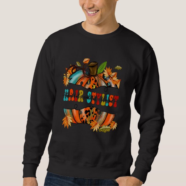 Thankful Grateful Blessed Hair Stylist Pumpkin Aut Sweatshirt (Vorderseite)