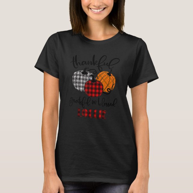 Thankful Grateful Blessed Lollie Autumn Fall Pumpk T-Shirt (Vorderseite)