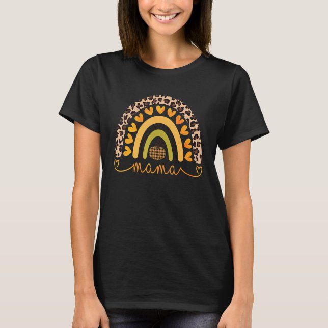 Thankful Grateful Blessed Mama Rainbow Thanksgivin T-Shirt (Vorderseite)