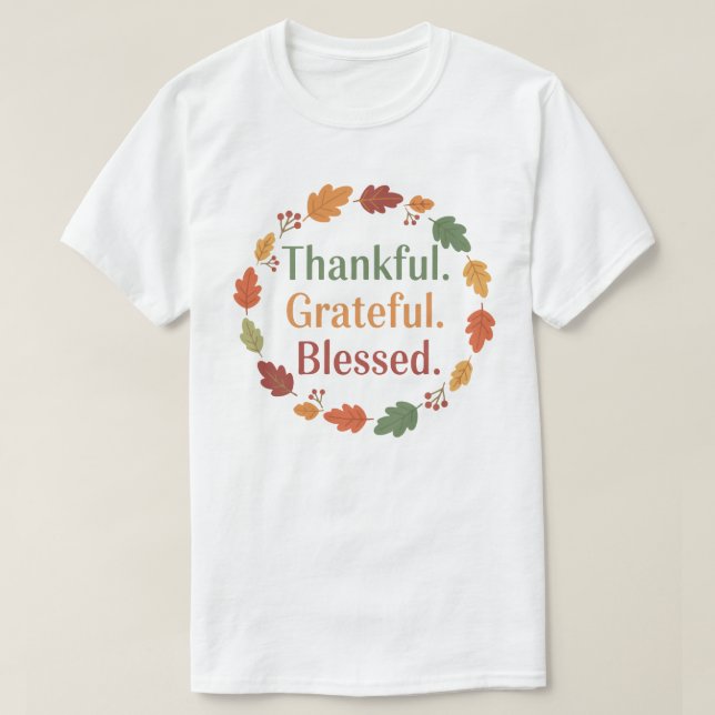 Thankful Grateful Blessed | Minimal Thanksgiving  T-Shirt (Design vorne)