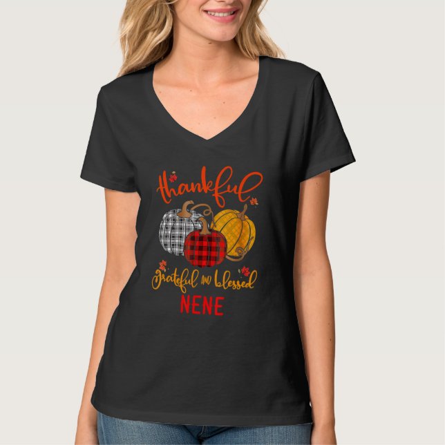 Thankful Grateful Blessed NeNe Autumn Fall Pumpkin T-Shirt (Vorderseite)