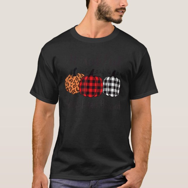 Thankful Grateful Blessed Plaid Leopard Pumpkin Th T-Shirt (Vorderseite)