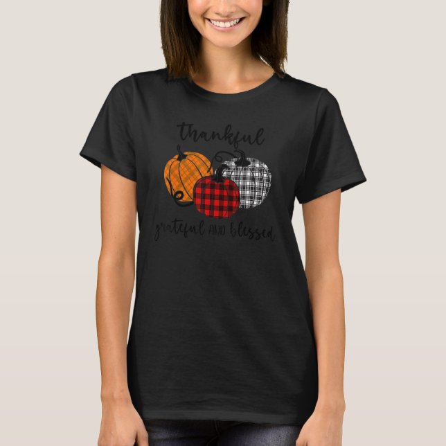 Thankful Grateful Blessed Plaid  Thanksgiving Men  T-Shirt (Vorderseite)