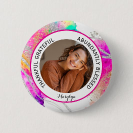 Thankful Grateful Blessed Quote photo Rainbow Button